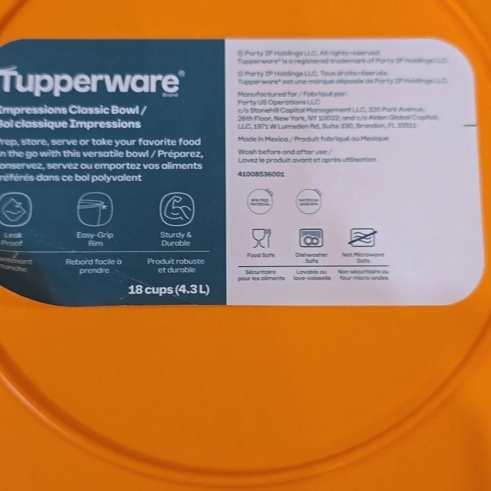 Tupperware Impressions Classic Bowl- 18 Cups
